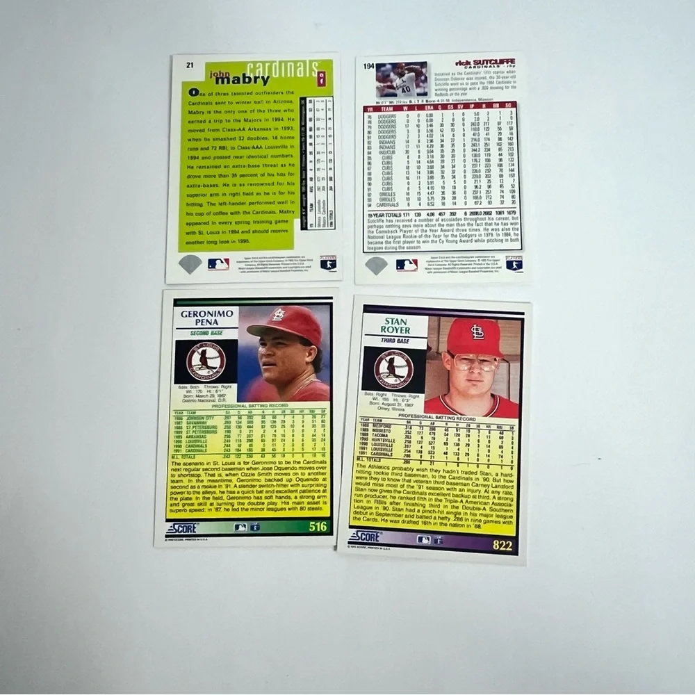 early 90s‎ baseball trading cards st. louis cardinals players memorabilia crafts